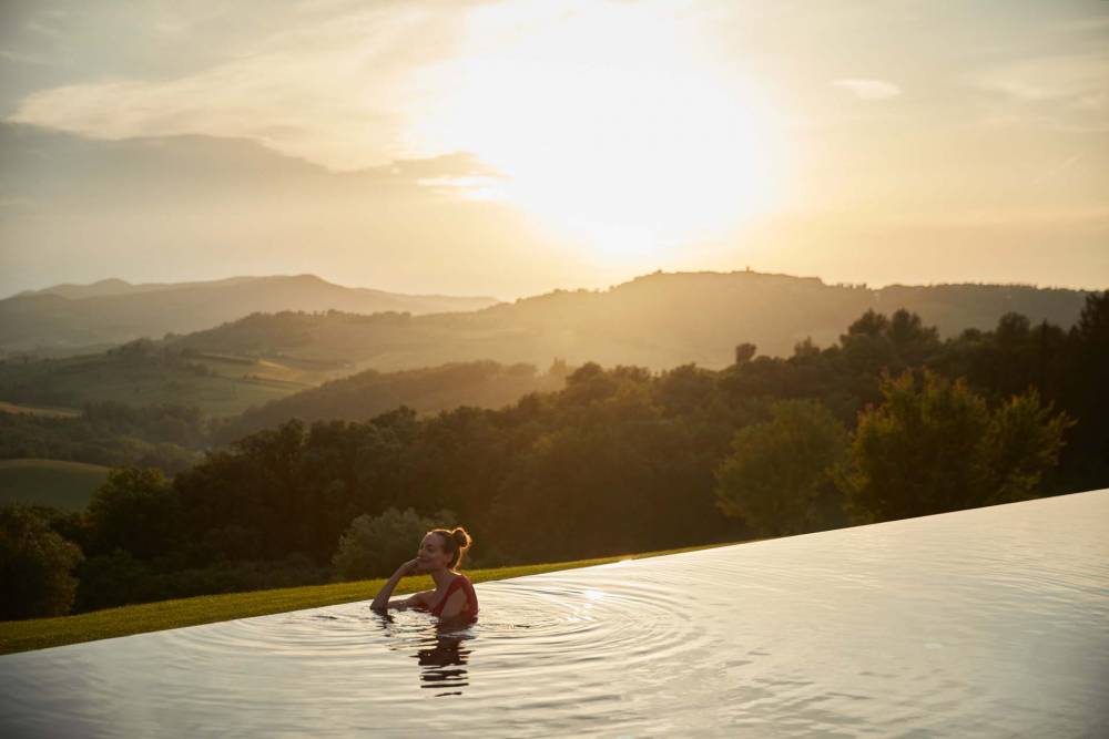 Relax at the pool overlooking the countryside