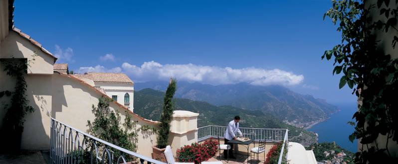 Private terrace from a Suite Deluxe with spectacular views over the Amalfi Coast