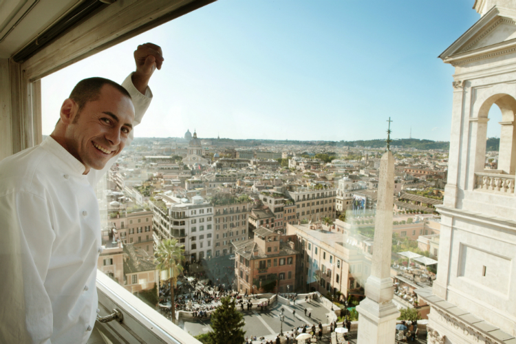Imago Chef Francesco Apreda and the restaurant view over Rome
