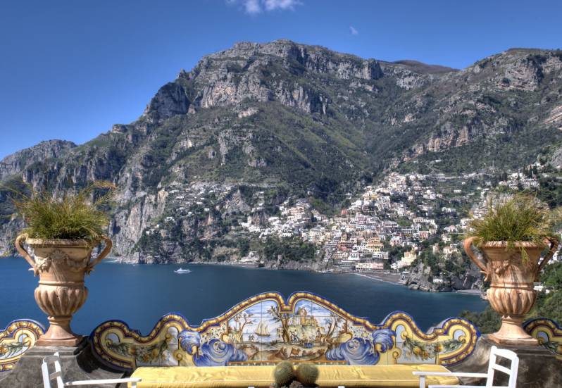 Spectacular views over positano bay from the ceramic surrounded private terrace