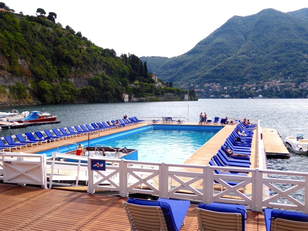Floating swimming pool at Villa d'Este on Lake Como