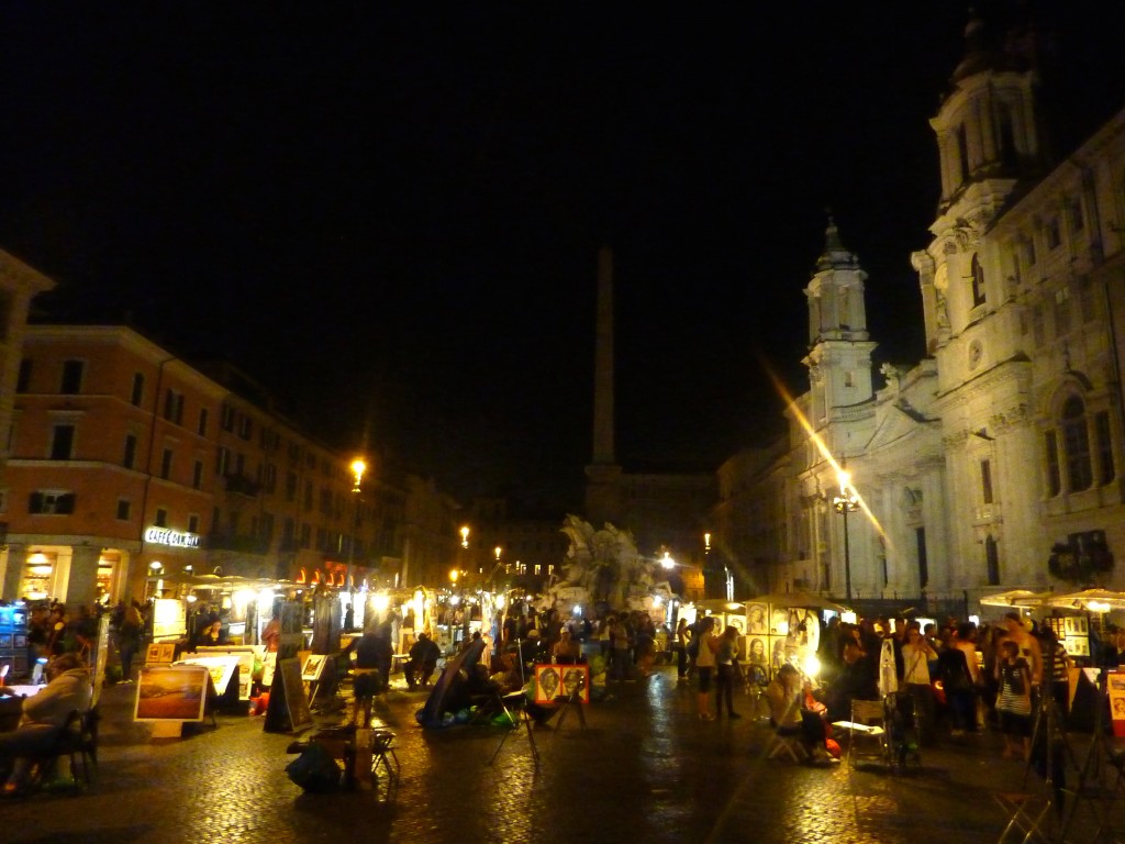 Piazza Navona at night Rome Italy